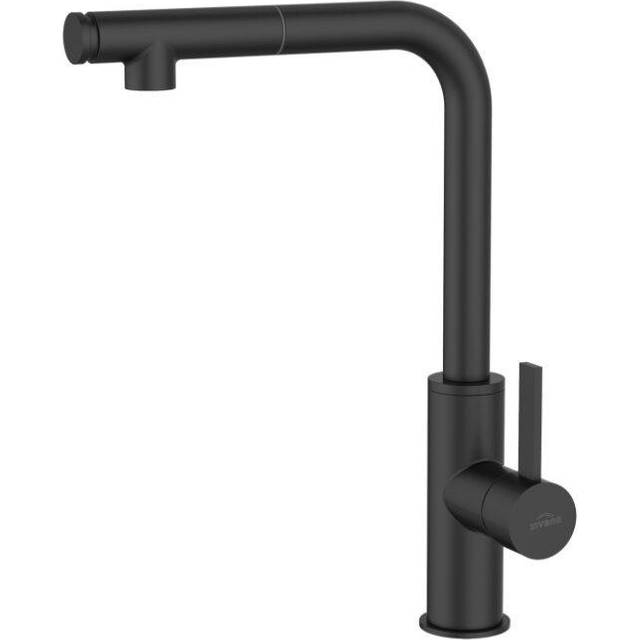 Invena - Pull-Out Tall Kitchen Sink Mixer Tap Black Retractable Spout