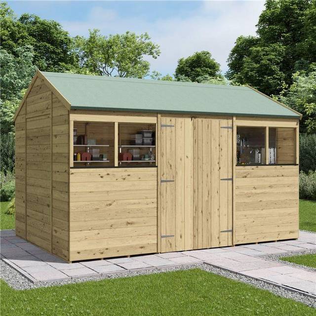 (Pressure Treated - 12x8, Windowed) BillyOh Expert Tongue and Groove Reverse Apex Workshop