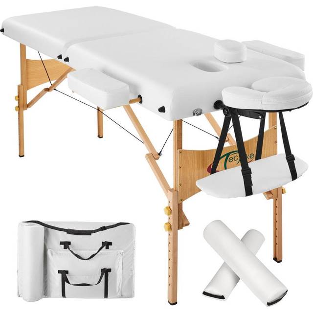 Massage Table Set Suman - 2-zone, 7.5 cm padding, including bolsters, bag, head and armrests - white
