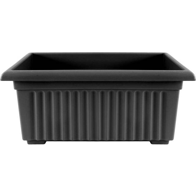 53cm Long Plastic Rectangle Trough Planter, Black Raised Flower Pot