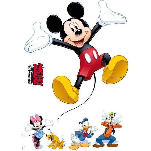 Disney Mickey And Friends Self-adhesive Vinyl Foil Wall Stickers Pack Of 6 - Blue;Black;Red;Yellow (70cm H X 50cm W)