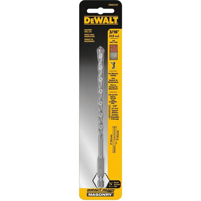 DEWALT Masonry Drill Bit  Impact Ready  3/16-Inch X 4-Inch X 6-Inch (DWA5101)