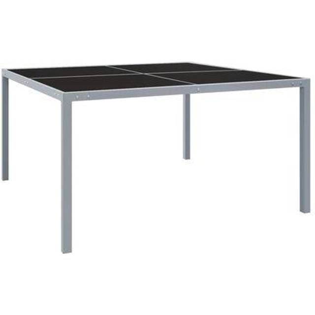 vidaXL Garden Table Grey Steel and Glass Outdoor Furniture Patio Dining Table