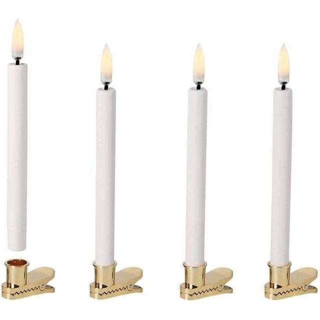 Uyuni Lighting - Taper Candle Mini LED 4 pcs. w/clips 1,3x13 cm Nordic White  Lighting