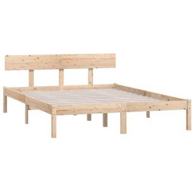 vidaXL Bed Frame without Mattress Grey Solid Wood Pine King Size