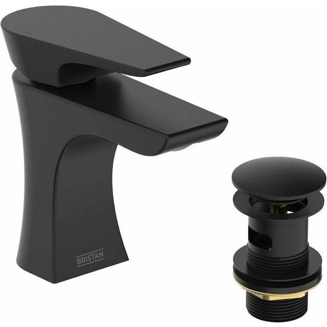 Bristan Hourglass Basin Mixer Tap with Clicker Waste - Black