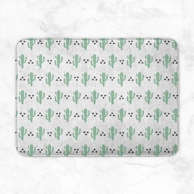 Green Cactus Pattern Bath Mat