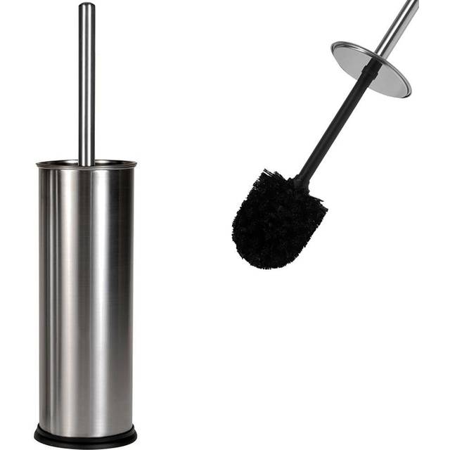 Deuba - Stainless Steel Toilet Brush & Holder Set Stylish Metal Container Base Metal Handle with Replaceable Brush Head Easy-Care Clean Design