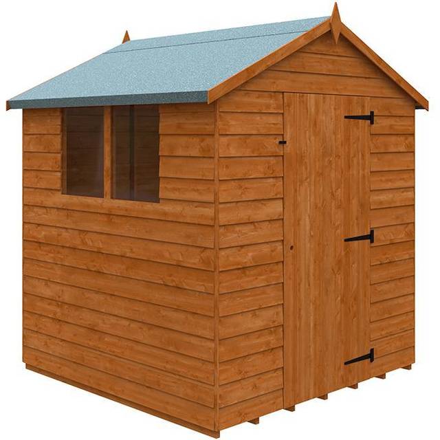 6 x 6 Feet Budget Apex 9mm Shed - Solid Wood/Softwood/Pine - L175 x W175 x H217.9 cm - Burnt Orange