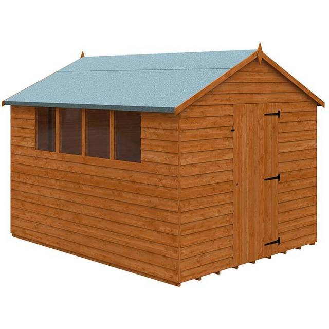 10 x 8 Feet Budget Apex 9mm Shed - Solid Wood/Softwood/Pine - L295 x W235 x H231.9 cm - Burnt Orange
