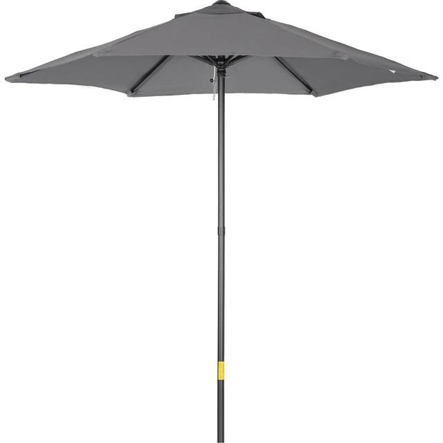 Outsunny 2m Patio Parasols Umbrellas, Outdoor Sun Shade With 6 Sturdy Ribs For Balcony, Bench, Dark Grey