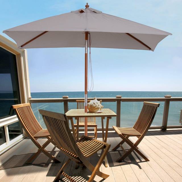 Outsunny Sun Umbrella 84D-017GY Wood, Bamboo, Polyester Grey
