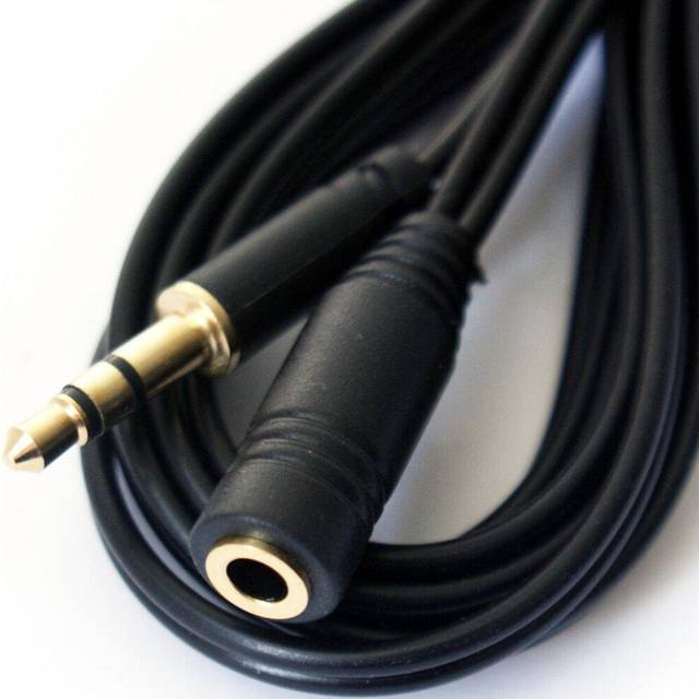 1.5m 3.5mm Slim Jack Plug To Socket Headphone Extension Cable Gold Lead