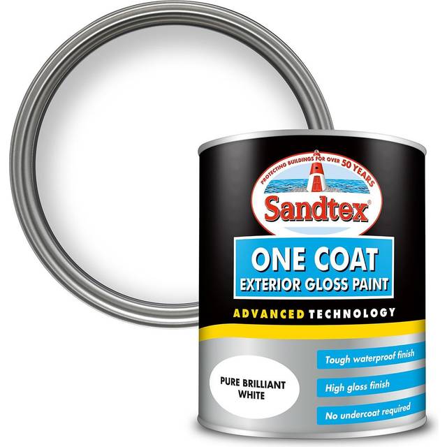 Sandtex One Coat Exterior Gloss Paint, Brilliant White 750ml
