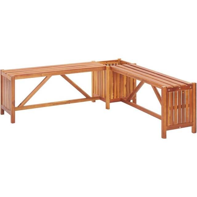 vidaXL Garden Corner Bench with Planter 117cm Solid Acacia Wood Grey
