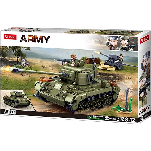 Sluban M38-B0860 M38 B0860 Wwii-m261 Pershing Medium Tank 2-i-1, Mehrfarbig