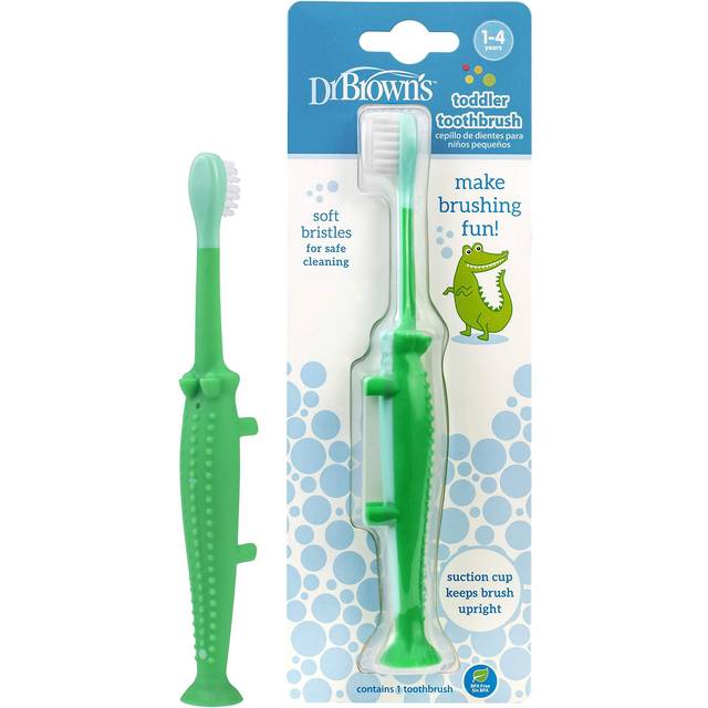 Dr. Brown&#39;s Toddler Crocodile Green Toothbrush 1-4 Years BPA Free 1 Toothbrush