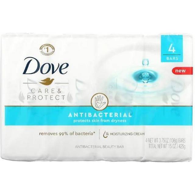 Dove  Antibacterial Care Beauty Bar Soap  4 Bars  3.75 oz (106 g) Each
