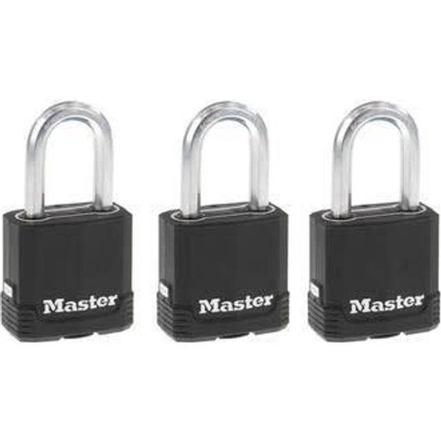 Master Lock M5XTRILF Magnum Heavy Duty Outdoor Padlock with Key  3 Pack Keyed-Alike Silver