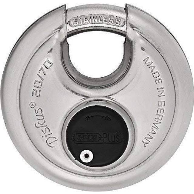 "ABUS 20/70 Diskus Stainless Steel Padlock with 3/8"" Shackle, Keyed Different, Made in Germany"