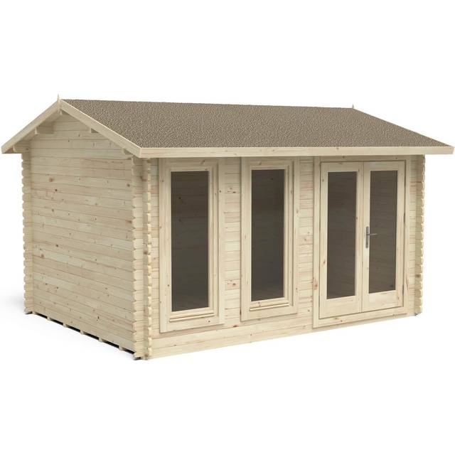 Forest Garden Forest Chiltern Apex Roof Double Glazed Log Cabin (Felt Shingles & Underlay) 4.0m x 3.0m Natural Timber
