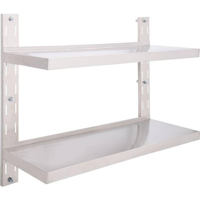 vidaXL Svävande vägghylla 2 plan rostfritt stål 100x30 cm
