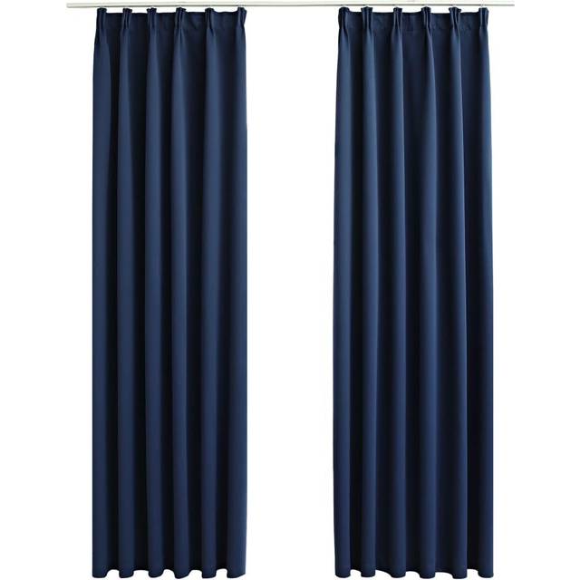 vidaXL 2x Blackout Curtains with Hooks Anthracite 140x175cm Drapery Blind