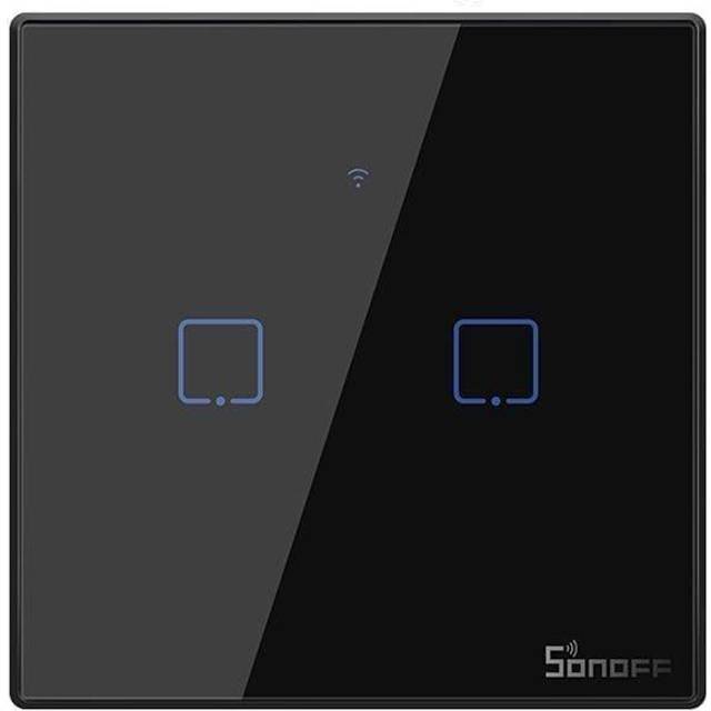 SONOFF T3EU2C WiFi Smart Wandschalter - 2 Taster - schwarz