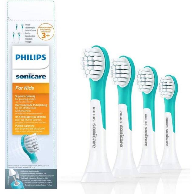 PHILIPS Sonicare for Kids kompakta soniska tandborsthuvuden i originalutförande för barn från 3 år och uppåt – förpackning med fyra enheter i blått (modell HX6034/33)