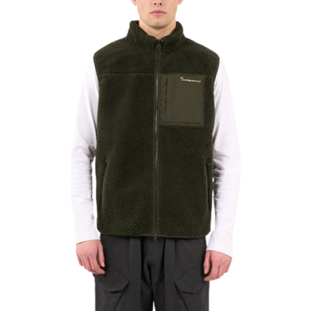 Knowledge Cotton Apparel Men's Teddy Fleece Vest Desert Sun, L