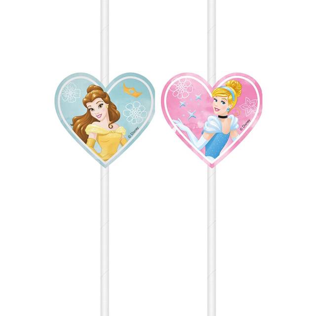 Disney Princess Trinkhalme, aus Papier, 4 Stk., Belle&Cinderella Motiv