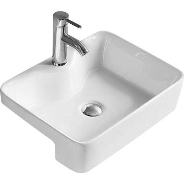 nuie Rect Semi Recess Basin W480xD370xH130mm, White