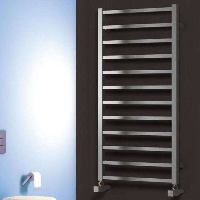 Arden Square Tube Heated Towel Rail 500mm h x 500mm w Polished Stainless Steel - Reina