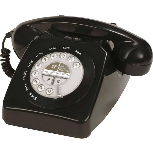 Binatone Retro 1971 Corded Telephone with Last number Redial Black - Brand New