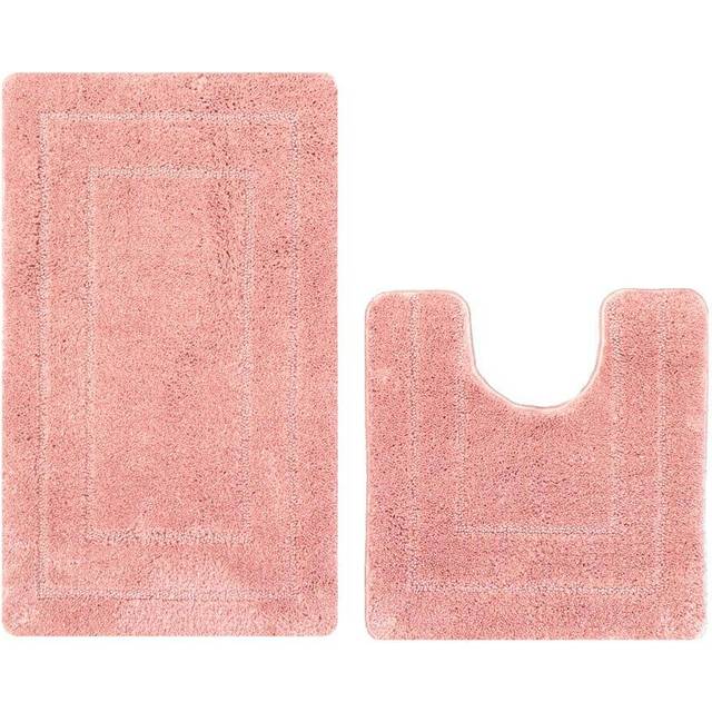 Allure Lisa Bath And Pedestal Mat Set - Blush, Pink