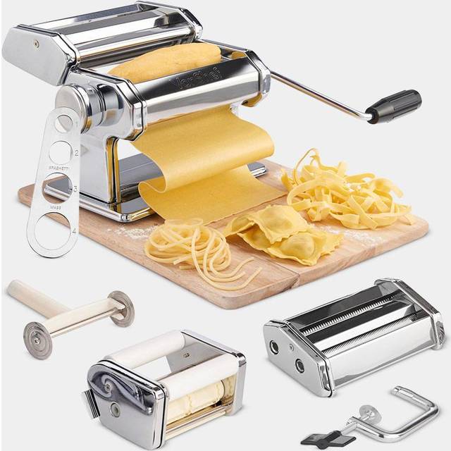 Manual Fresh Pasta Maker with 9 Thickness Settings - Silver