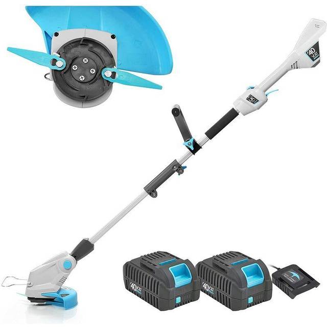 swift 40V Cordless Grass Trimmer 9000RPM 25cm Cutting Width Lightweight 2-in-1 Battery Garden Strimmer/Edger, Dual 2.0Ah Battery & Charger Included