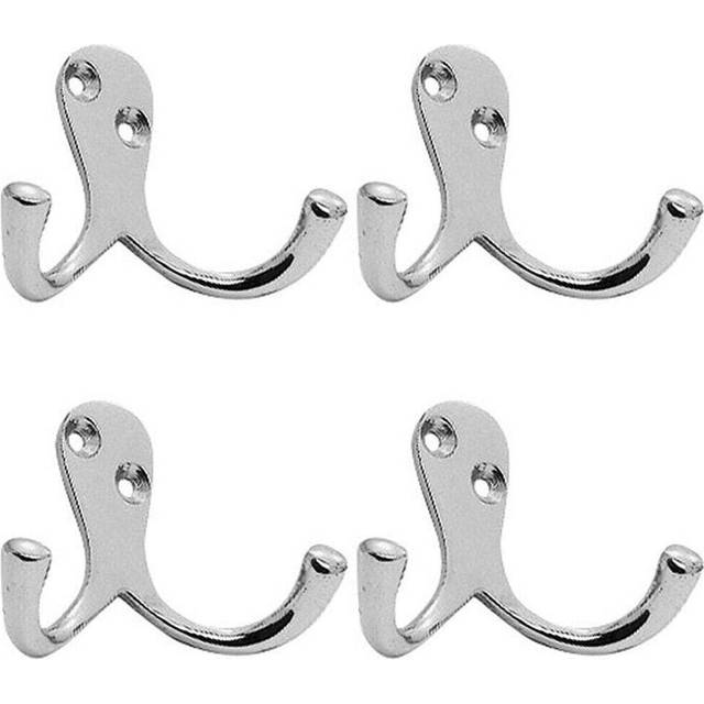 4x Victorian One Piece Double Bathroom Robe Hook 26mm Projection Polished Chrome
