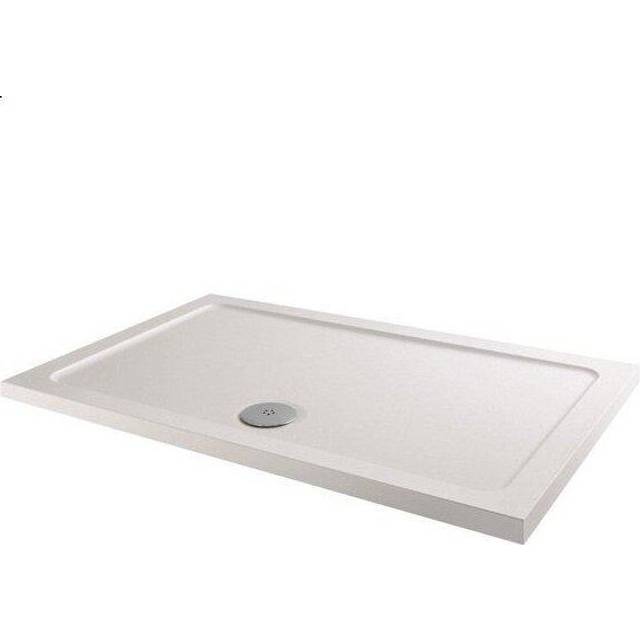 Modern rectangle shower tray 1000 x 760mm low profile slimline lightweight white