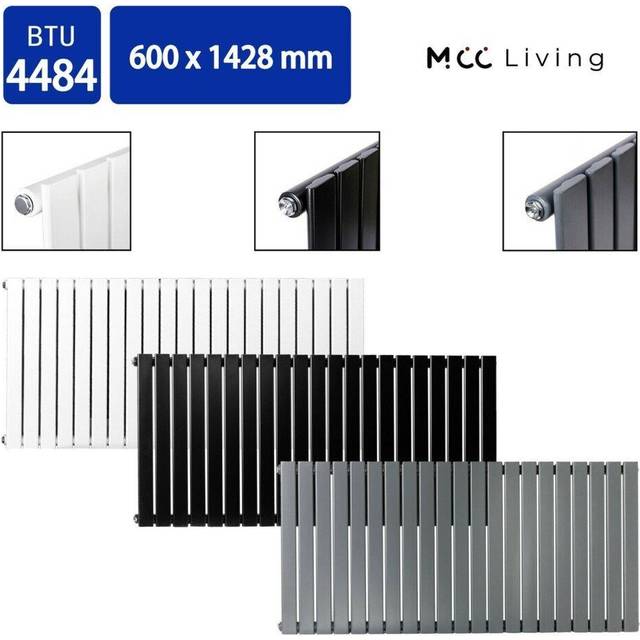 (Black, 600x1428 mm Single) MCC Radiator Horizontal Vertical Designer Flat Panel Central Heating Radiator Heater