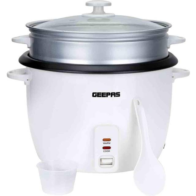GEEPAS 2.8L Rice Cooker & Steamer with Keep Warm Function, 900W - White (2.8ml)