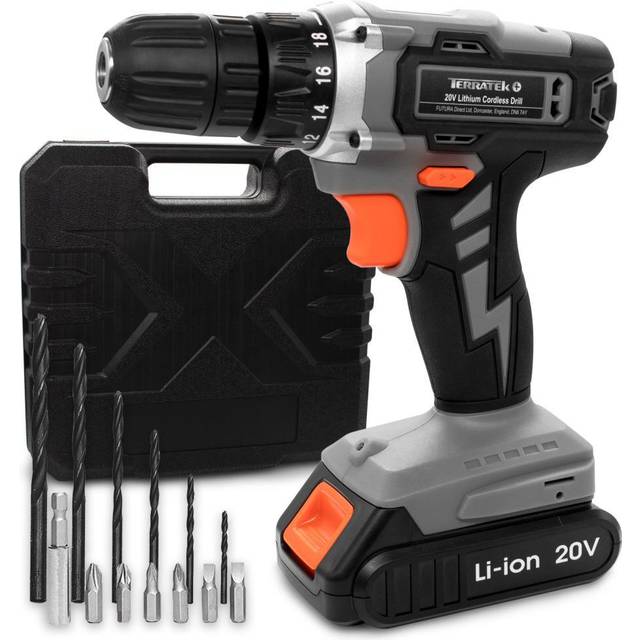 Cordless combi drill 20v li ion battery electric screwdriver set fast charging