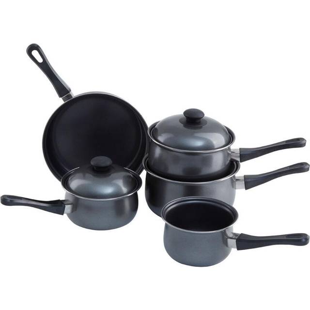 5Pc Non-Stick Dark Silver Cookware Set, Kitchen Pots and Pans Set with Lids, Non stick Cookware Set - Grey - One Size
