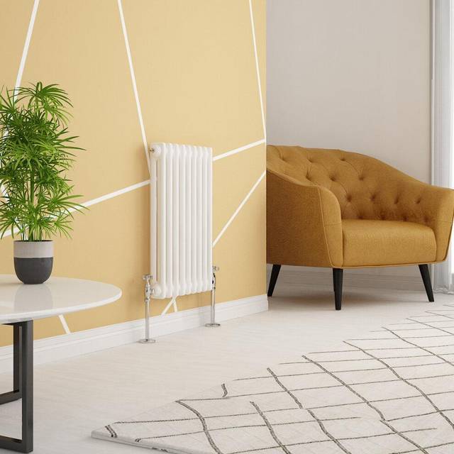 Traditional cast iron style white double horizontal radiator 600 x 425mm