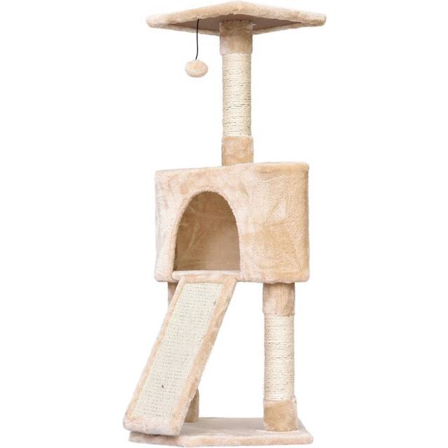 PawHut Cat Tree with Condo and Ramp - Beige, Cream