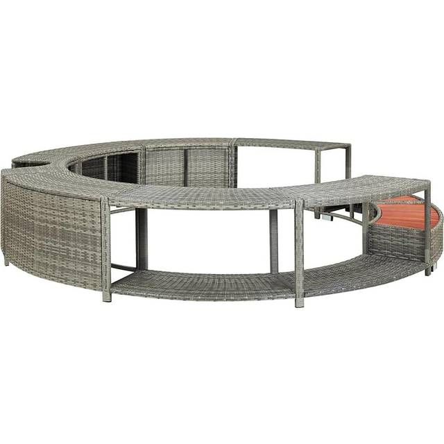 vidaXL Hot Tub Surround Grey Poly Rattan - grey