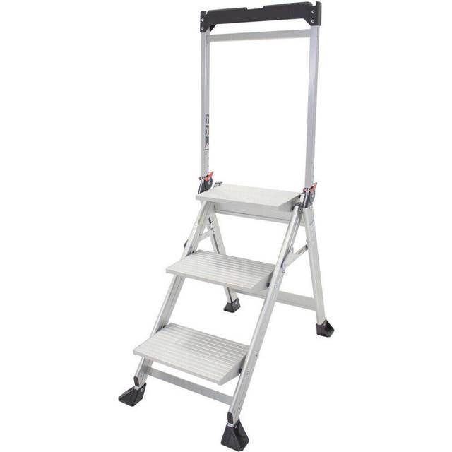 0.7m PREMIUM JUMBO Folding Step Ladders 3 Tread Anti Slip Aluminium Safety Steps