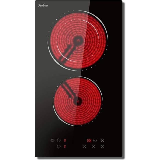 Hobsir - 2 Zone Ceramic Hob Built-in Electric Hob 30cm, 3200W, Touch Control, Doul Zone, 9 Heating Levels, Safety Lock,Timer, Hard Wire, No Plug