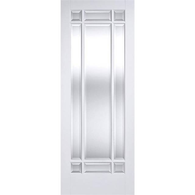 LPD Manhattan Glazed - Solid Primed Internal Door (Size: 1981 x 762mm, Thickness: 35mm) White  - Manhattan Glazed Internal Glass Doors