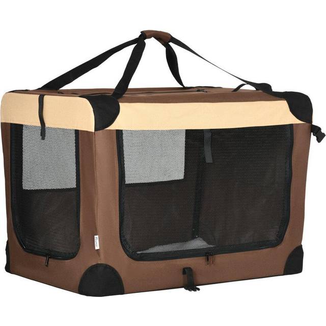 PawHut 81cm Brown Foldable Pet Carrier Bag Soft Travel Dog Crate for Medium Dogs | TJ Hughes